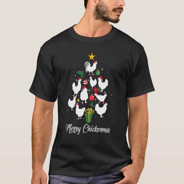 Glad Chickenmas Kyckling Julgran  Xmas Nattlinne T Shirt (Framsida)