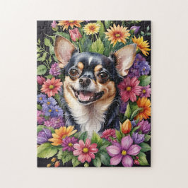 Glad Chihuahua Hund Husdjur Porträtt Akvarell Djur Pussel