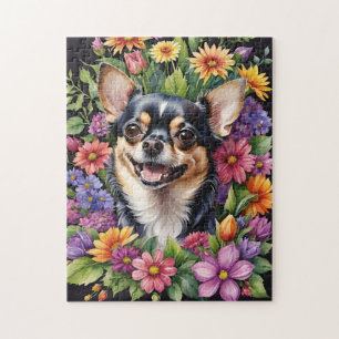 Glad Chihuahua Hund Husdjur Porträtt Akvarell Djur Pussel