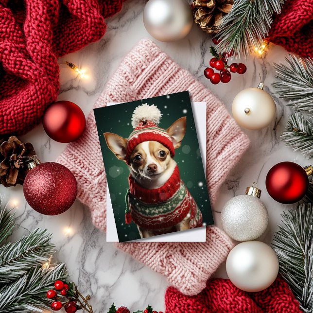 Glad Chihuahua Jul Julkort (Skapare uppladdad)