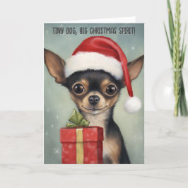 Glad Chihuahua Tomte med Present Julkort Kort