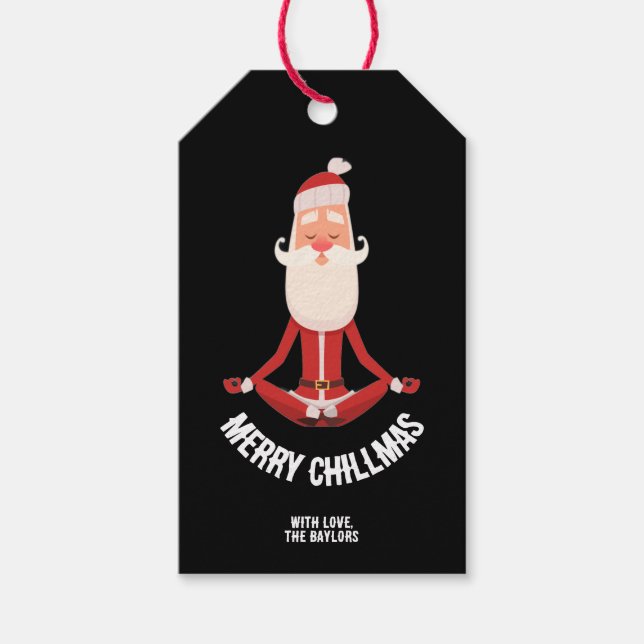 Glad Chillmas Mediterande Zen Tomte Jul Presentetikett (Framsidan)