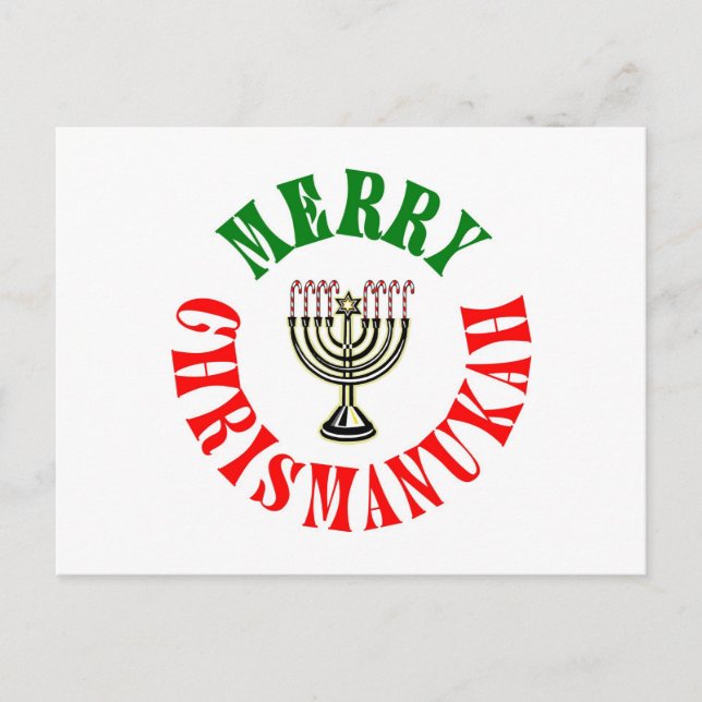 Glad Chrismanukah- Jul Chanukka Menorah Helg Vykort (Framsida)