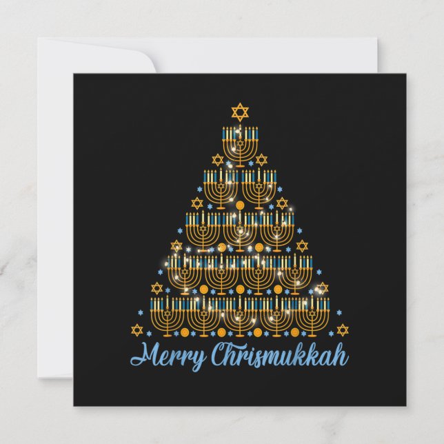 Glad Chrismukkah 2022 God Jul Hanukkah Tre Inbjudningar (Framsida)