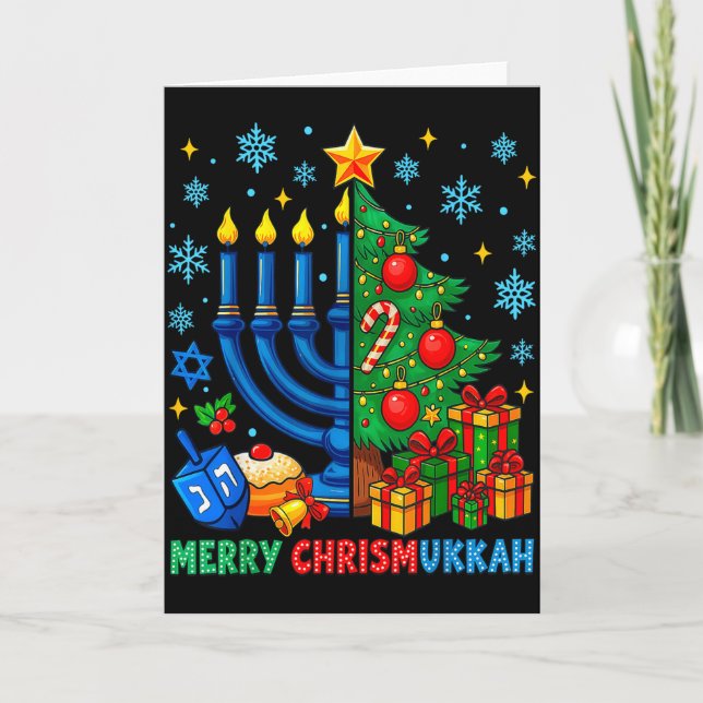 Glad Chrismukkah God Jul Hanukkah Pyjamas  Kort (Framsida)