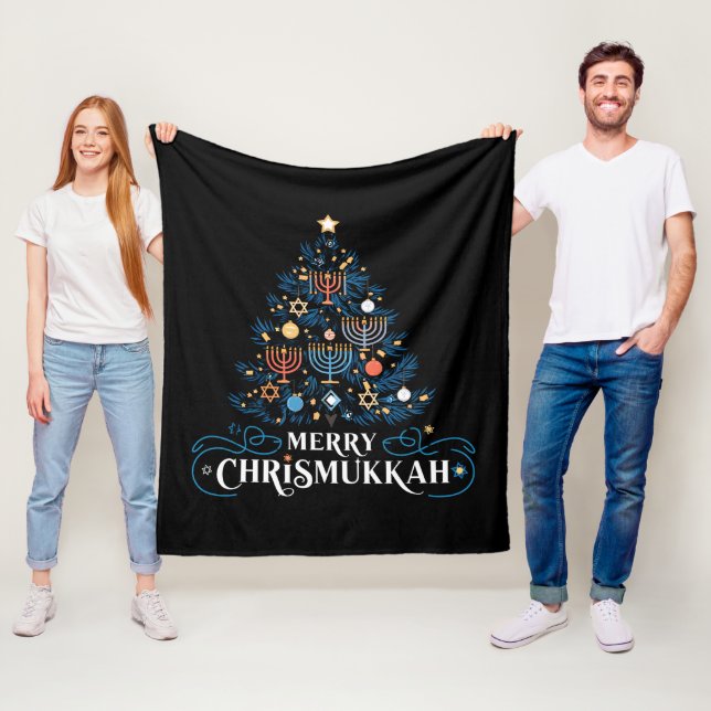 Glad Chrismukkah judisk högtid Hanukkah Fleecefilt (På plats)