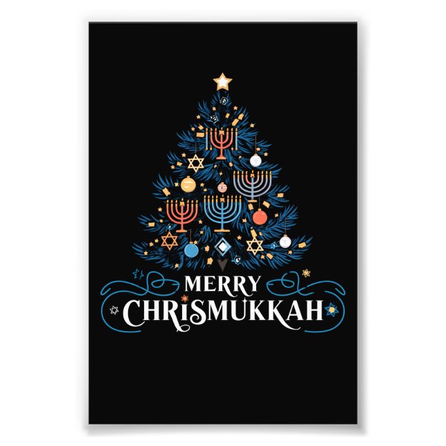 Glad Chrismukkah judisk högtid Hanukkah Fototryck (Framsidan)