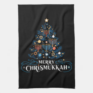 Glad Chrismukkah judisk högtid Hanukkah Kökshandduk