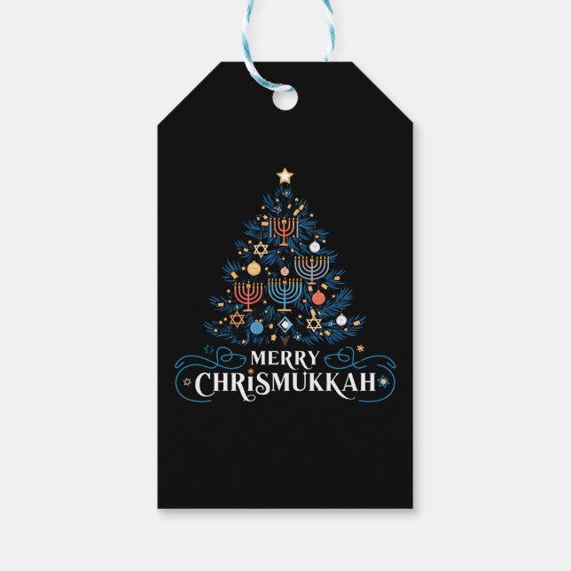 Glad Chrismukkah judisk högtid Hanukkah Presentetikett (Baksidan)