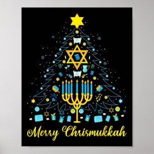 Glad Chrismukkah Menorah Julgran Chanukah Poster