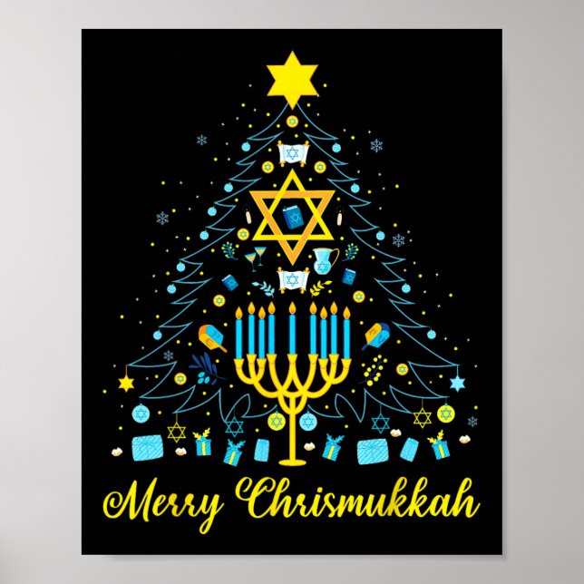 Glad Chrismukkah Menorah Julgran Chanukah  Poster (Framsidan)