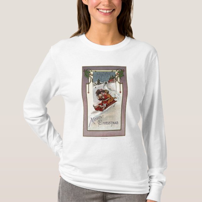 Glad ChristmasCouple Sledding Tee (Framsida)