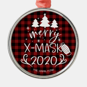 Glad ChristMask Rolig 2020 Covid Pandemi Julgransprydnad Metall