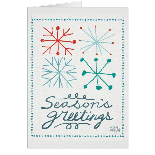 Glad Christmastime snöflingor Hälsningskort (Framsidan)