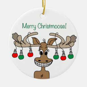 Glad Christmoose Helgdag Julgransprydnad Keramik