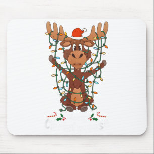 Glad Christmoose jul mooses Xmas träd ljus Musmatta