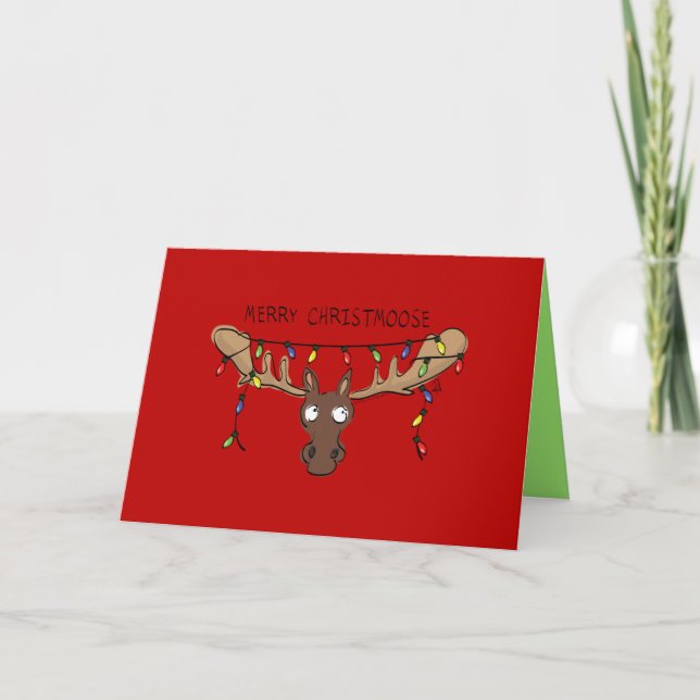 Glad ChristMoose -  Julkort med älg Kort (Framsida)