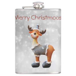 Glad Christmoose med mössa Fickplunta