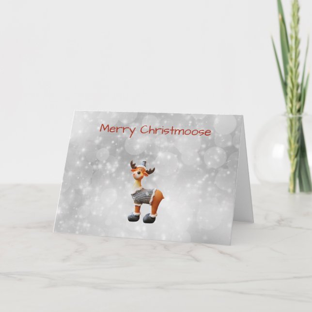 Glad Christmoose med mössa Helgkort (Framsida)