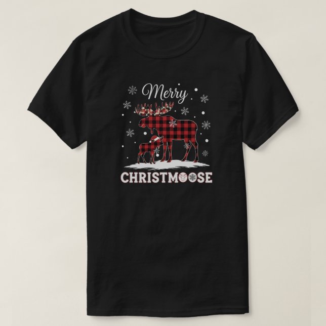 Glad Christmoose, Rolig Rustik Jul T Shirt (Design framsida)
