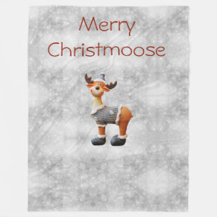 Glad Christmoose som bär en hatt Fleecefilt