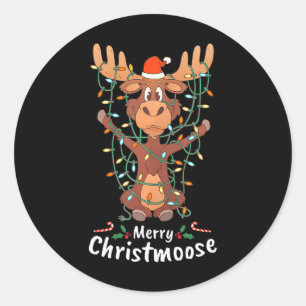 Glad Christmose Jul Mösse Xmas Träd Ljusskenor Runt Klistermärke