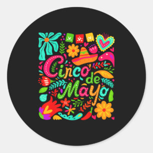Glad cinco de mayo blomster mexikanska tacos fiest runt klistermärke