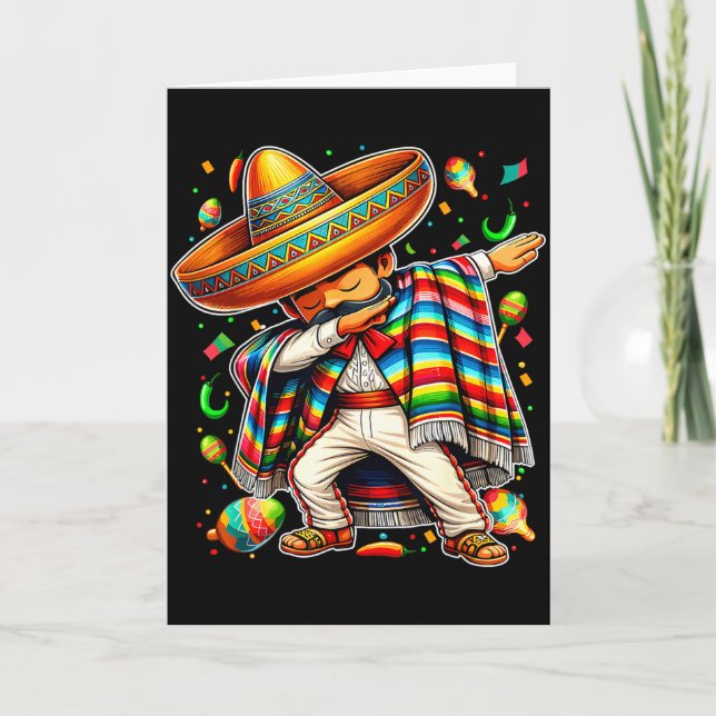 Glad cinco de mayo dabba pojke man mexikansk kort (Framsida)