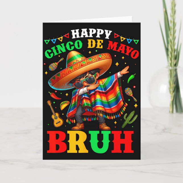 Glad Cinco De Mayo Dabba Pojke Man Mexikansk Sombr Kort (Framsida)