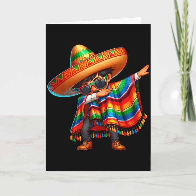 Glad cinco de mayo dabbaing pojke man mexikan kort (Framsida)