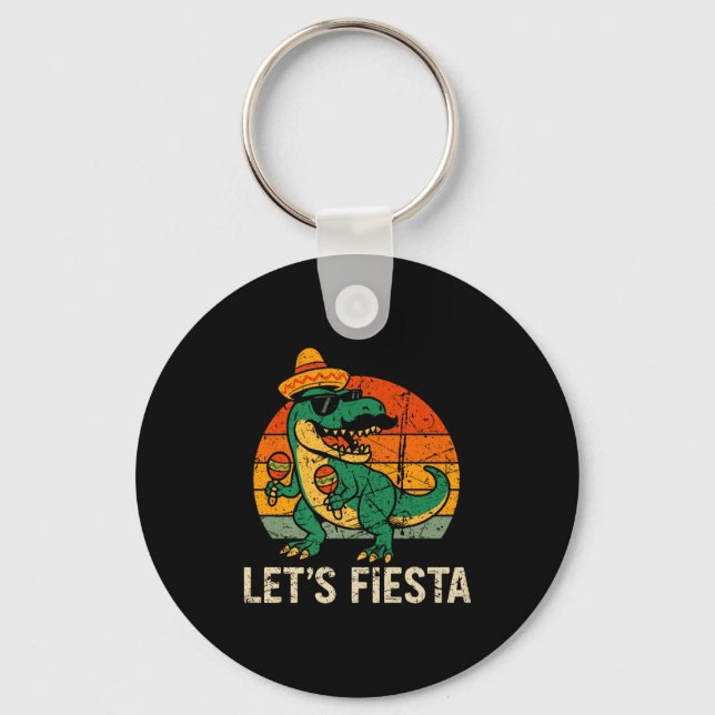 Glad cinco de mayo dino t-rex mexikansk fiesta poj nyckelring (Framsida)