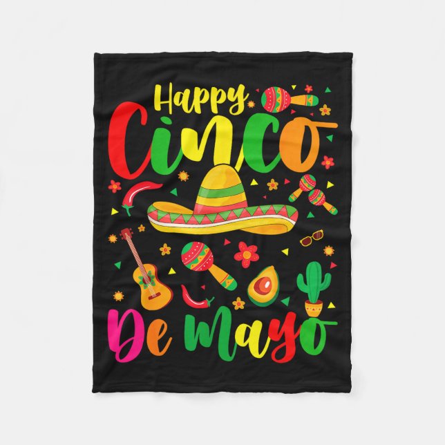 Glad cinco de mayo fiesta mexikansk fest 5 de mayo fleecefilt (Framsidan)