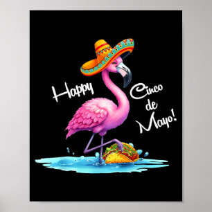 Glad cinco de mayo flamingo design med taco poster