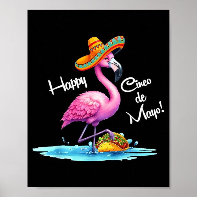 Glad cinco de mayo flamingo design med taco  poster (Framsidan)