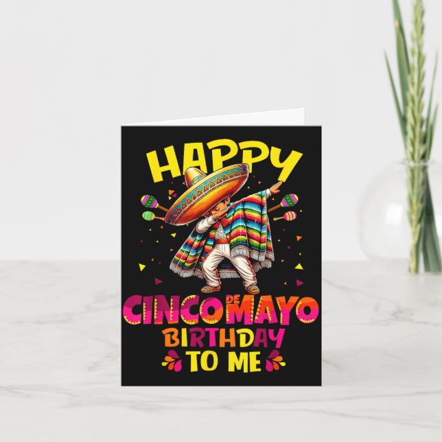 Glad cinco de mayo födelsedag till mexikansk sombr kort (Framsida)