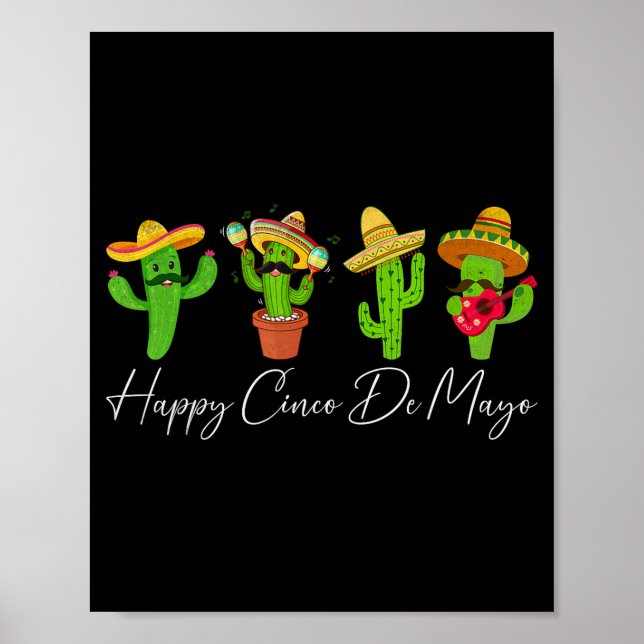 Glad cinco de mayo kaktus fiesta mexikansk poster (Framsidan)