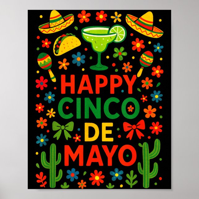 Glad cinco de mayo - mexikansk fest fiesta kaktus  poster (Framsidan)