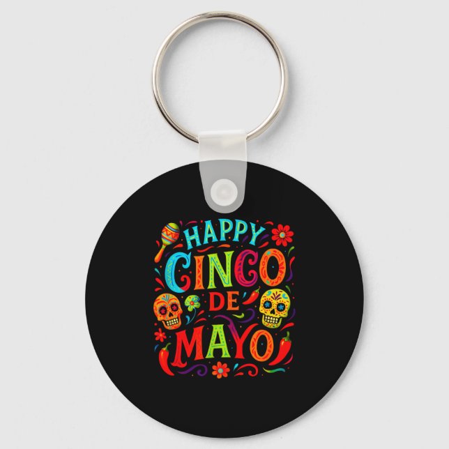 Glad cinco de mayo - mexikansk fiesta dödskallar f nyckelring (Framsida)