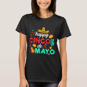 Glad cinco de mayo mexikansk fiesta tacos sombrero t shirt