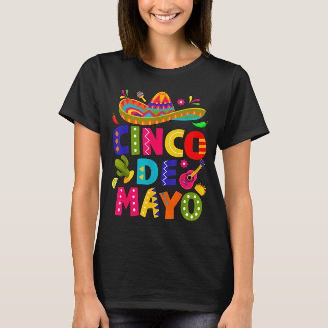 Glad cinco de mayo mexikansk hatt margarita t shirt (Framsida)