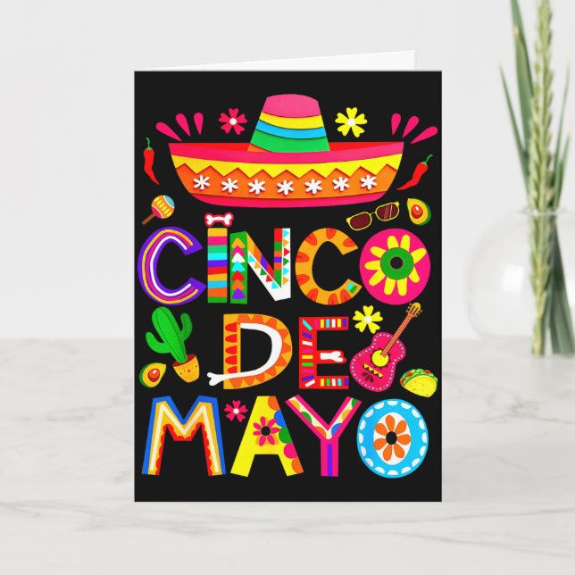 Glad cinco de mayo mexikansk sombrero margarita kort (Framsida)
