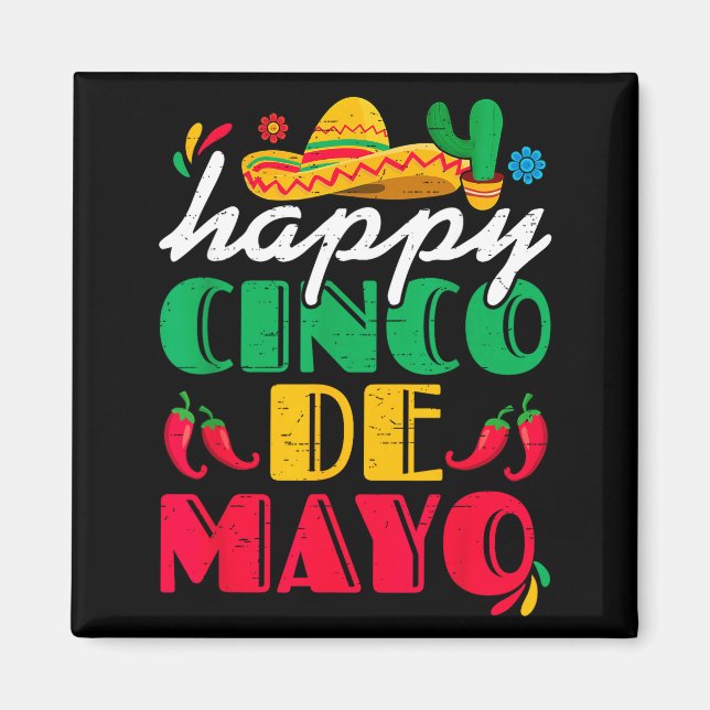 Glad cinco de mayo mexikansk sombrero margarita magnet (Framsidan)