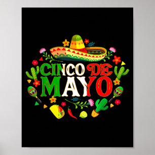 Glad cinco de mayo mexikansk sombrero margarita poster