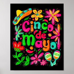 Glad cinco de mayo mexikansk sombrero margarita poster