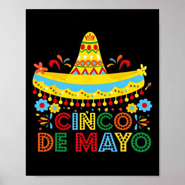 Glad Cinco De Mayo Mexiko Fiesta Taco Gitarr Cinc Poster (Framsidan)