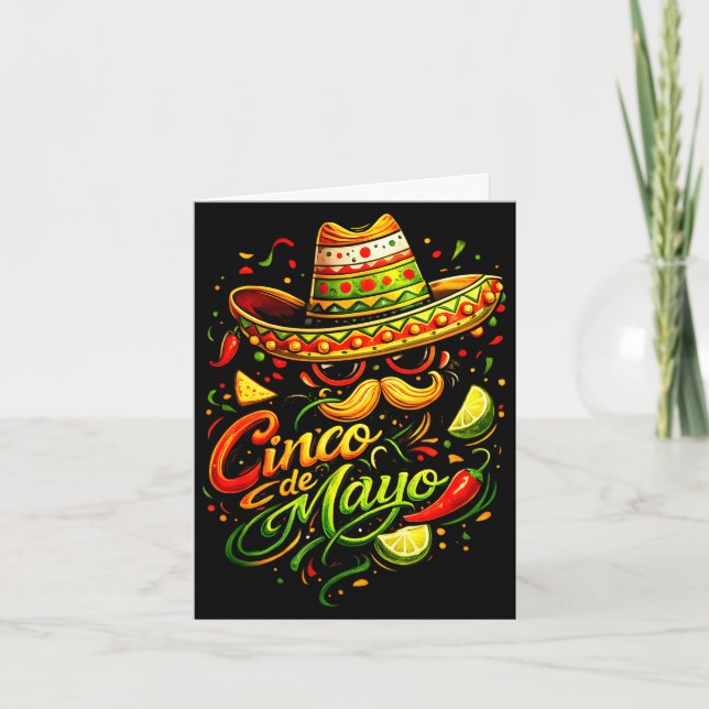 Glad cinco de mayo mustasch ansikte solglasögon kort (Framsida)