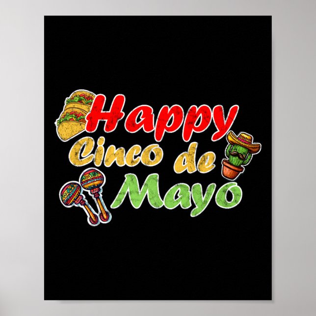 Glad cinco de mayo rolig mexikansk firande poster (Framsidan)