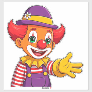 Glad Clown Med Lila Hatt Klistermärken