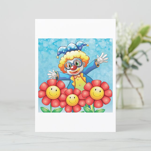 Glad Clown och Leende Blommor Inbjudningar (Skapare uppladdad)