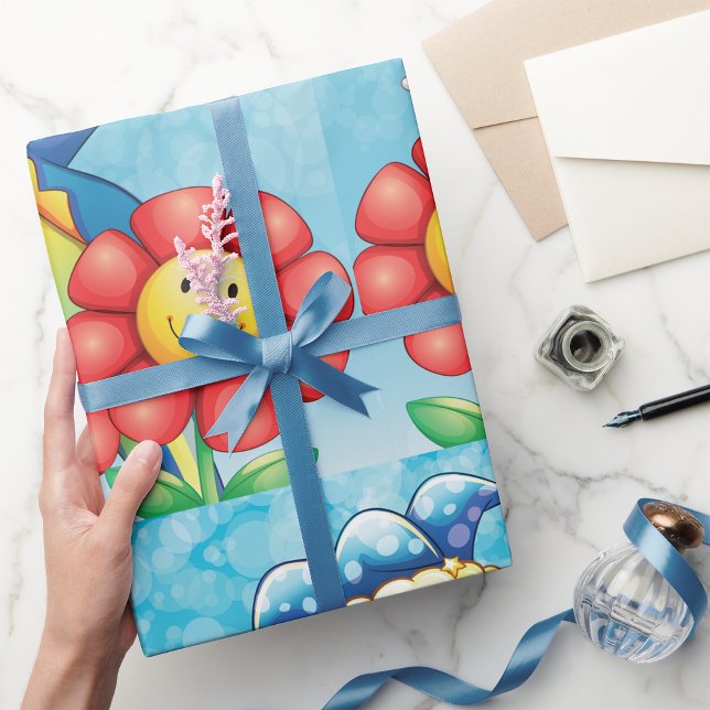 Glad Clown och Leende Blommor Presentpapper (Skapare uppladdad)